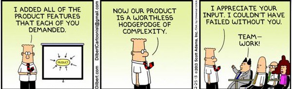 dilbert, feature creep, comic strip, business outcome language