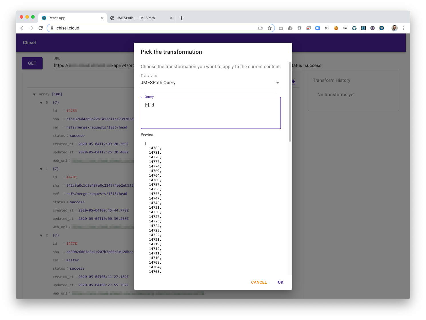 chisel app second screen